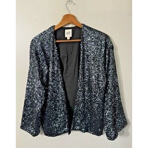 GAP Sequin Blazer Jacket Gunmetal Blk/Slvr Size XS Party Holiday‎ New Years Eve